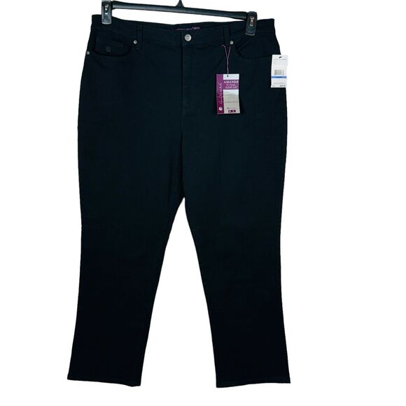 Gloria Vanderbilt SZ 18 SHORT Amanda Jeans Taper Leg Stretch Classic Rise Black - Picture 1 of 13